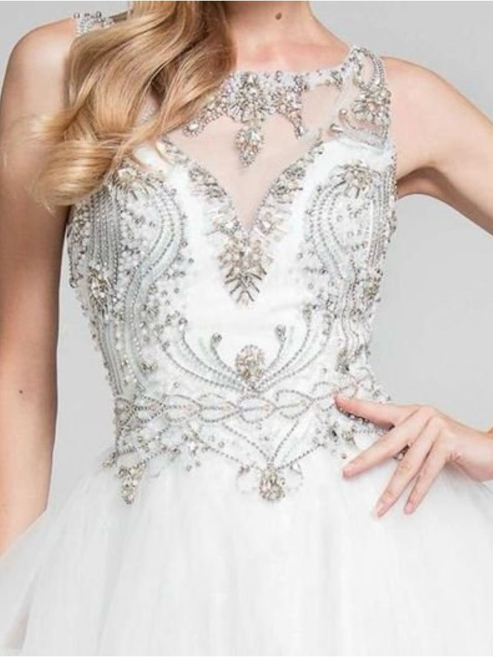 Terrani Couture Beaded White/Ivory Wedding Dress with Embellished Bodice Size 2